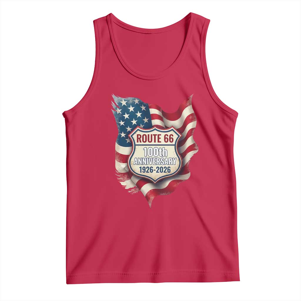 Route Highway 66 Centennial Tank Top Vintage American Flag Patriotic Gift