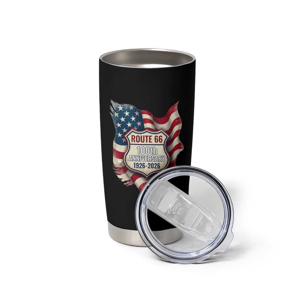 Route Highway 66 Centennial Tumbler Cup Vintage American Flag Patriotic Gift