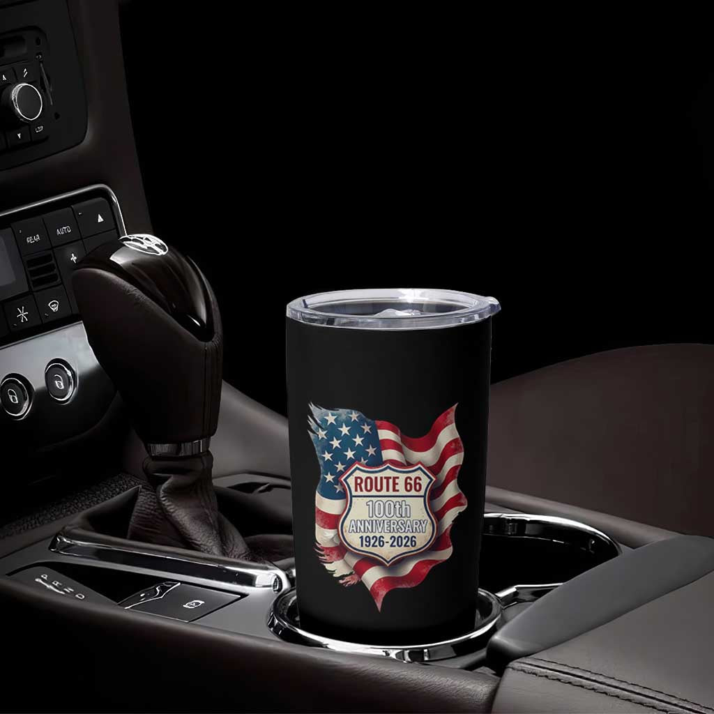 Route Highway 66 Centennial Tumbler Cup Vintage American Flag Patriotic Gift