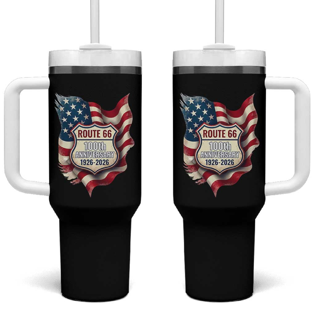 Route Highway 66 Centennial Tumbler With Handle Vintage American Flag Patriotic Gift