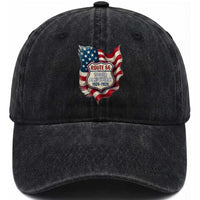 Route Highway 66 Centennial Washed Cotton Baseball Cap Vintage American Flag Patriotic Gift