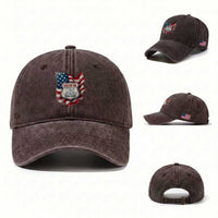 Route Highway 66 Centennial Washed Cotton Baseball Cap Vintage American Flag Patriotic Gift