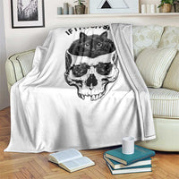 If I Fits I Sits Black Cat Skull Throw Blanket Gothic Dark Humor Gift