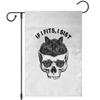 If I Fits I Sits Black Cat Skull Garden Flag Gothic Dark Humor Gift