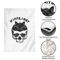 If I Fits I Sits Black Cat Skull Garden Flag Gothic Dark Humor Gift