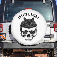 If I Fits I Sits Black Cat Skull Spare Tire Cover Gothic Dark Humor Gift