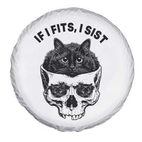 If I Fits I Sits Black Cat Skull Spare Tire Cover Gothic Dark Humor Gift