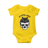 If I Fits I Sits Black Cat Skull Baby Onesie Gothic Dark Humor Gift