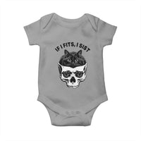 If I Fits I Sits Black Cat Skull Baby Onesie Gothic Dark Humor Gift