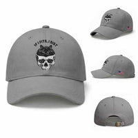 If I Fits I Sits Black Cat Skull Baseball Cap Gothic Dark Humor Gift
