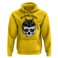 If I Fits I Sits Black Cat Skull Hoodie Gothic Dark Humor Gift