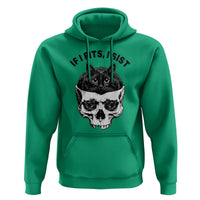 If I Fits I Sits Black Cat Skull Hoodie Gothic Dark Humor Gift