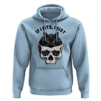 If I Fits I Sits Black Cat Skull Hoodie Gothic Dark Humor Gift