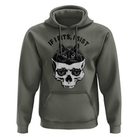 If I Fits I Sits Black Cat Skull Hoodie Gothic Dark Humor Gift