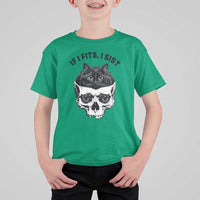 If I Fits I Sits Black Cat Skull T Shirt For Kid Gothic Dark Humor Gift