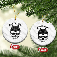 If I Fits I Sits Black Cat Skull Ceramic Ornament Gothic Dark Humor Gift