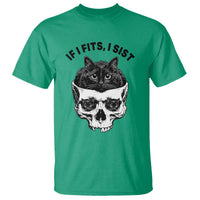 If I Fits I Sits Black Cat Skull T Shirt Gothic Dark Humor Gift