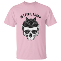 If I Fits I Sits Black Cat Skull T Shirt Gothic Dark Humor Gift