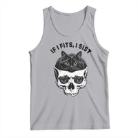 If I Fits I Sits Black Cat Skull Tank Top Gothic Dark Humor Gift