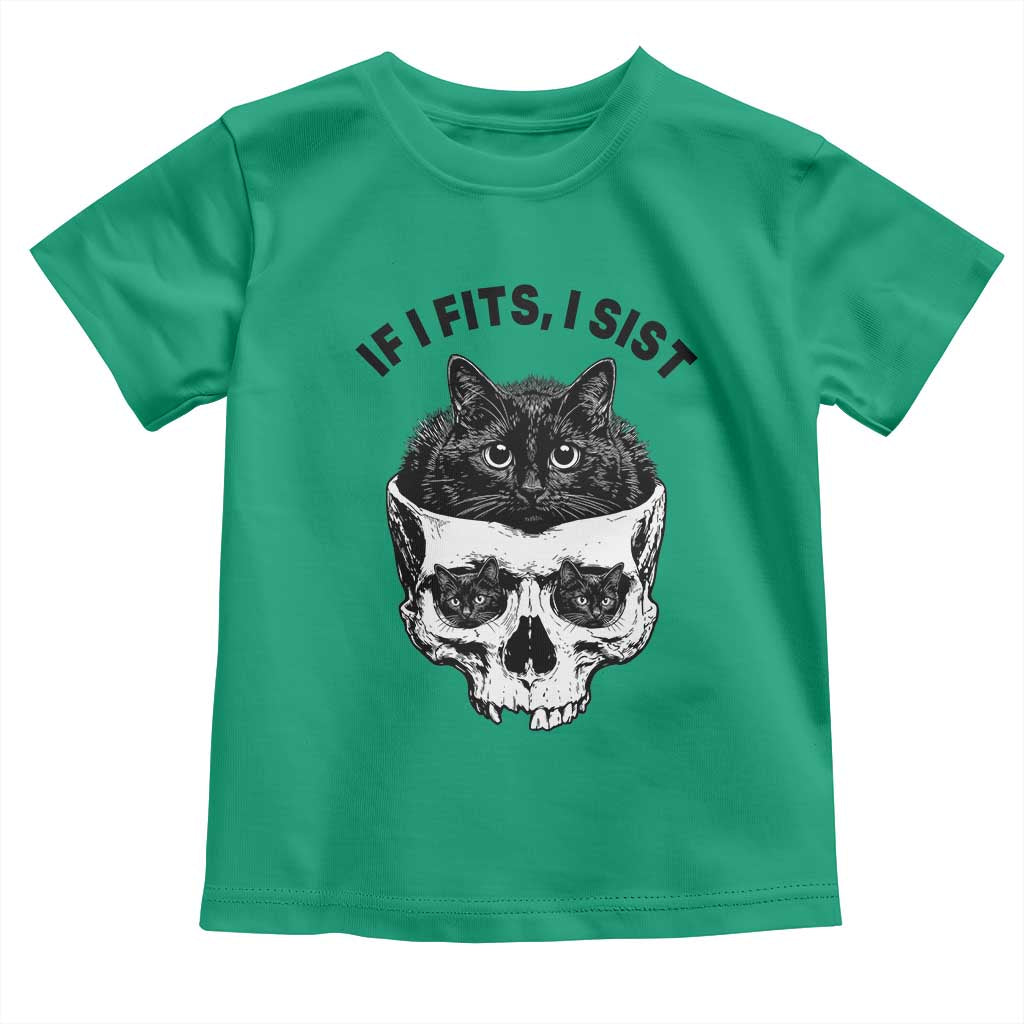 If I Fits I Sits Black Cat Skull Toddler T Shirt Gothic Dark Humor Gift
