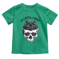 If I Fits I Sits Black Cat Skull Toddler T Shirt Gothic Dark Humor Gift