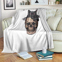 Gothic Cat Skull Graphic Throw Blanket If I Fits I Sits Creepy Cute Gift