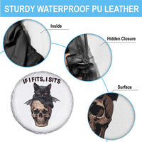 Gothic Cat Skull Graphic Spare Tire Cover If I Fits I Sits Creepy Cute Gift