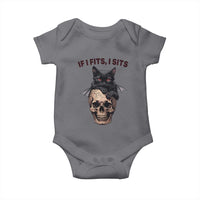 Gothic Cat Skull Graphic Baby Onesie If I Fits I Sits Creepy Cute Gift