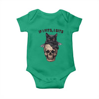 Gothic Cat Skull Graphic Baby Onesie If I Fits I Sits Creepy Cute Gift