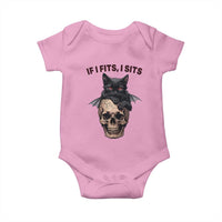 Gothic Cat Skull Graphic Baby Onesie If I Fits I Sits Creepy Cute Gift
