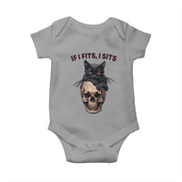 Gothic Cat Skull Graphic Baby Onesie If I Fits I Sits Creepy Cute Gift