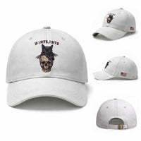 Gothic Cat Skull Graphic Baseball Cap If I Fits I Sits Creepy Cute Gift