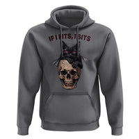 Gothic Cat Skull Graphic Hoodie If I Fits I Sits Creepy Cute Gift