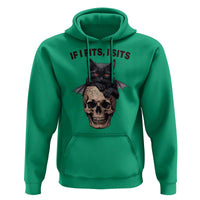 Gothic Cat Skull Graphic Hoodie If I Fits I Sits Creepy Cute Gift