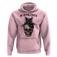 Gothic Cat Skull Graphic Hoodie If I Fits I Sits Creepy Cute Gift