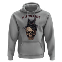 Gothic Cat Skull Graphic Hoodie If I Fits I Sits Creepy Cute Gift