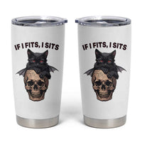Gothic Cat Skull Graphic Tumbler Cup If I Fits I Sits Creepy Cute Gift
