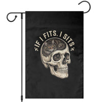 Funny Gothic Black Cat Skull Garden Flag If I Fits I Sits