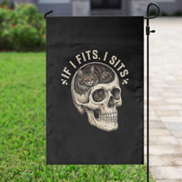 Funny Gothic Black Cat Skull Garden Flag If I Fits I Sits
