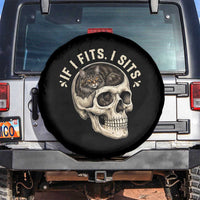 Funny Gothic Black Cat Skull Spare Tire Cover If I Fits I Sits
