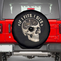 Funny Gothic Black Cat Skull Spare Tire Cover If I Fits I Sits
