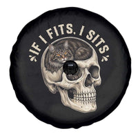 Funny Gothic Black Cat Skull Spare Tire Cover If I Fits I Sits