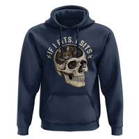 Funny Gothic Black Cat Skull Hoodie If I Fits I Sits