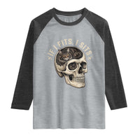 Funny Gothic Black Cat Skull Raglan Shirt If I Fits I Sits