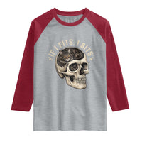 Funny Gothic Black Cat Skull Raglan Shirt If I Fits I Sits