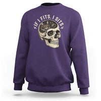 Funny Gothic Black Cat Skull Sweatshirt If I Fits I Sits