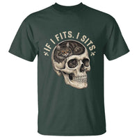 Funny Gothic Black Cat Skull T Shirt If I Fits I Sits