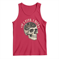 Funny Gothic Black Cat Skull Tank Top If I Fits I Sits