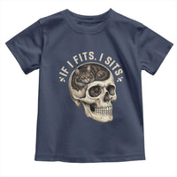 Funny Gothic Black Cat Skull Toddler T Shirt If I Fits I Sits