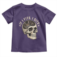 Funny Gothic Black Cat Skull Toddler T Shirt If I Fits I Sits